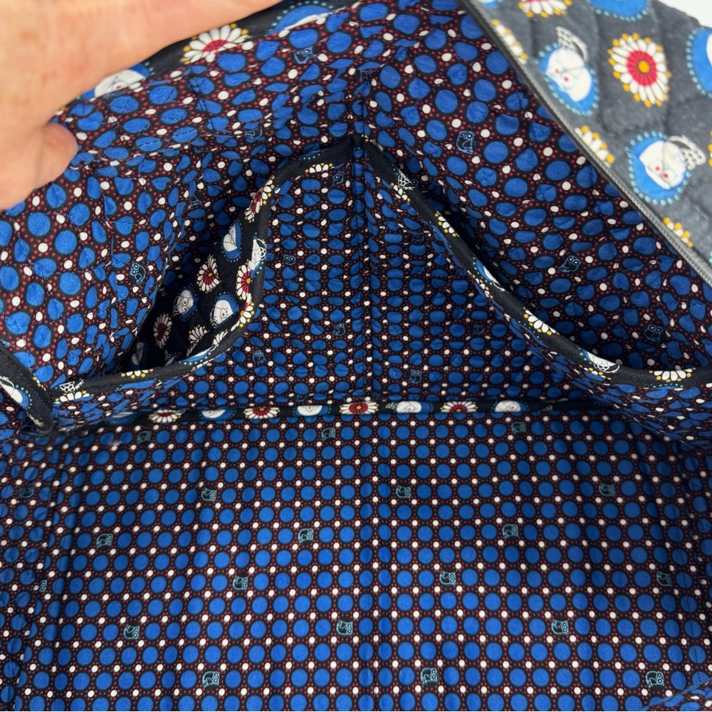 Vera Bradley Blue Night Owl Overnight Duffel Bag Xtra LG 20" x 12" Luggage Tote - Picture 9 of 12